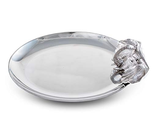 Arthur Court Designs Aluminum Elephant Oval Platter Food Serving Bar Tarnish-Free 21 Inch X 11 Inch #TOP3