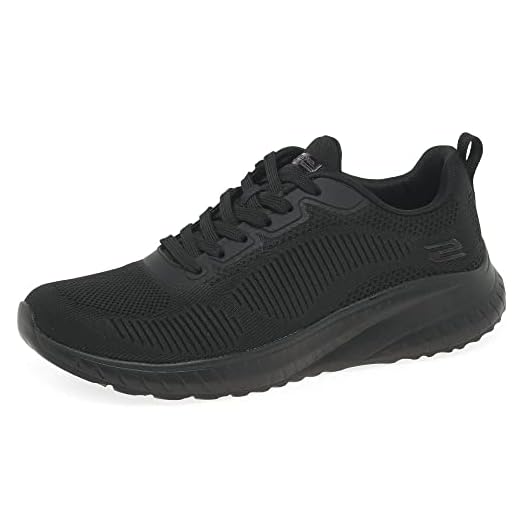 Skechers Bobs Squad Chaos Face Off, Zapatillas de Deporte Mujer, Black Engineered Knit Trim, 38 EU