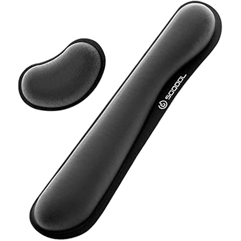 Soqool Keyboard Wrist Rest, Wrist Rest for Computer Keyboard and Mouse with Ergonomic Wrist Rests Support, Memory Foam Non-Slip PU Base Comfortable, Lightweight for Easy Typing Pain Relief Cover