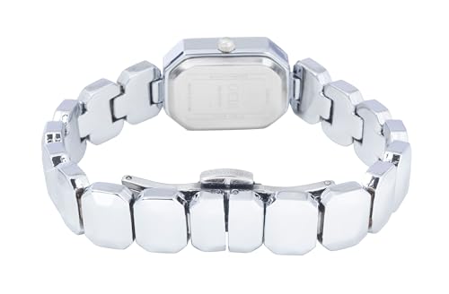 Image of Gedi Womens Analog Wrist Watch with Silver Metal Strap with Diamond Studded Rectangle Dial for Ladies & Girls Trending Fashion