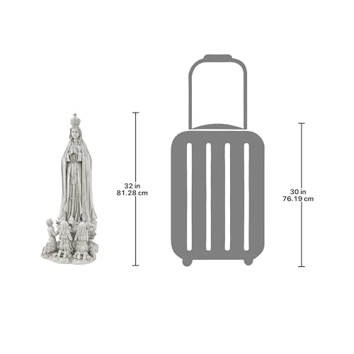 Design Toscano Our Lady of Fatima Indoor/Outdoor Religious Garden Statue, Large, 12 Inches Wide, 14 Inches Deep, 32 Inches High, Resin, Faux Stone Finish