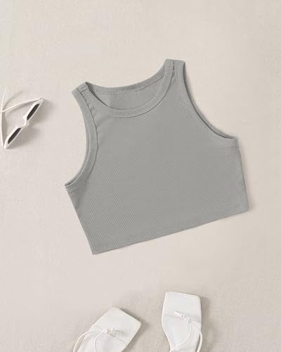 Image of (Pack of 3) Stylish Sleeveless Round Neck Ribbed Tank Tops for Women and Western Crop Top