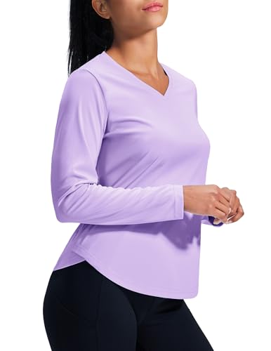 Image of MIER Womens Long Sleeve Sun Shirt UPF 50+ Quick Dry V-Neck Workout Tops