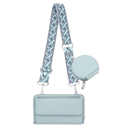 Sac à bandoulière bleu avec porte-monnaie intégré pour téléphone portable