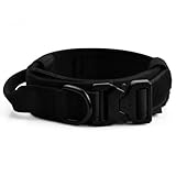 Collar Perro Personalizado Táctico: Ajustable, Reflectante, Resistente y Cómodo en Negro (Talla M)