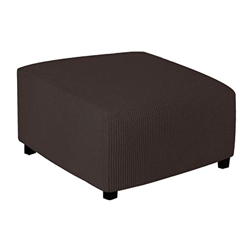 Easy-Going Stretch Ottoman Cover Folding Storage Stool Furniture Protector Soft Rectangle slipcover with Elastic Bottom (Medium,Chocolate)