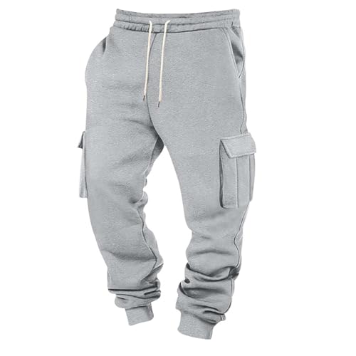 Baggy Sweatpants Men Thermal Wide Leg High Waisted Drawstring Cargo Sweatpants Gym Big and Tall Joggers with Pockets2