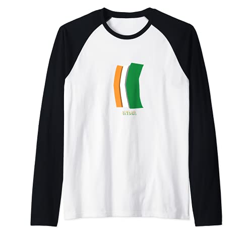 Flag India Raglan Baseball Tee, Black