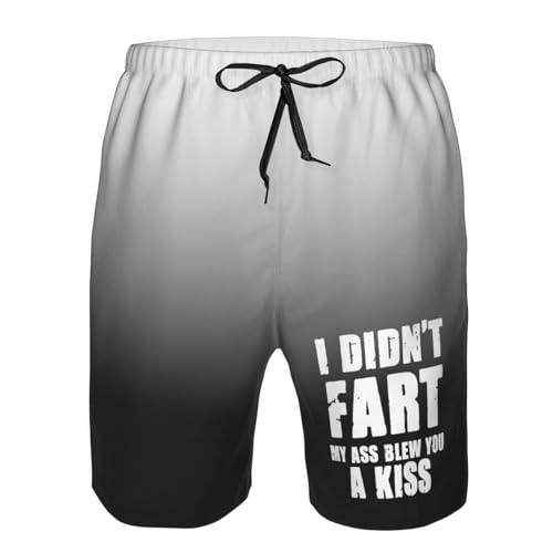 I Didn't Fart My Ass Blew You A Kiss Men's Casual Board Shorts - Elastic Waist Drawstring Swim Trunks,4