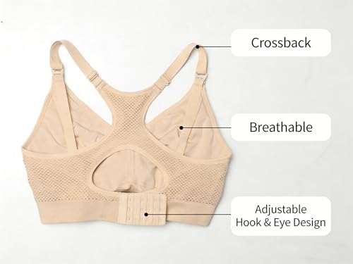 Image of iloveSIA Nursing Bras for Mom Breastfeeding, Seamless Supportive Sleep Bra for Maternity Postpartum S-2XL 3Pack