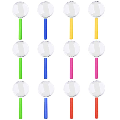 TSHAOUN 12 Pièces Loupe Ensemble Couleurs Mélangées, Aux Loupe Insecte,Loupe Colorée pour Enfants,Grossissement pour Les Etudiants à Etudier, Le Chercheur Détective pour Enfants (12 PCS)