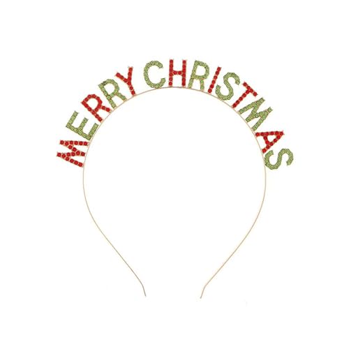 Christmas Headbands for Adults Women Merry Xmas Sparkly Rhinestone Tiara Hairband Accessories Cute Santa Headband for Kids Girls Holiday Party Christmas Hair Band for Birthday Festival Celebration