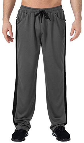 Rdruko Men's Sweatpants Open Bottom Athletic Pants for Jogging, Workout, Gym, Running, Training Gray Large