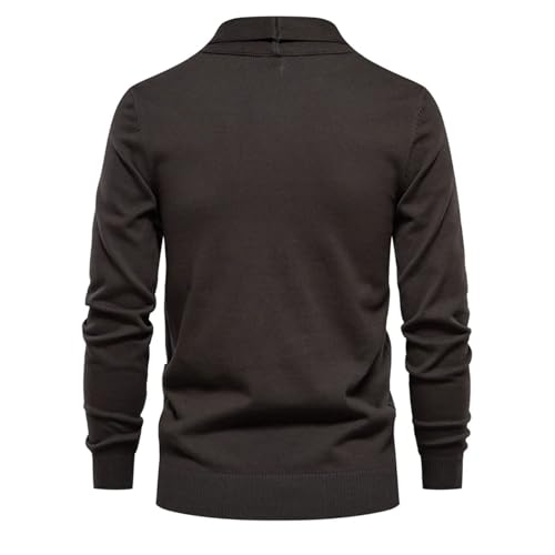 Men Cotton Solid Cardigan Sweater Fashion Turn Down Collar Knitted Sweaters3