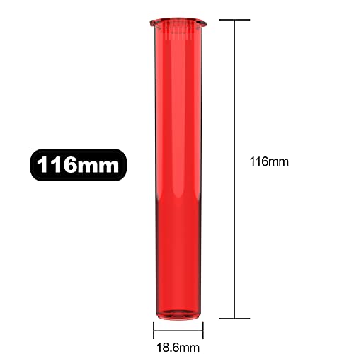 Image of 116mm CR Plastic Packaging Pop Top Tubes - Child Resistant Travel Holder Vial Containers - 500 Qty (Translucent Red)