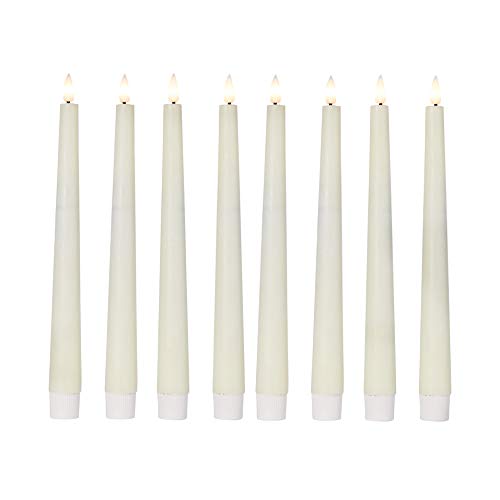 Lights4Fun, Inc. Set Of 8 Truglow Ivory Wax Flameless Led Battery Operated Taper Candles With Remote Control #TOP3