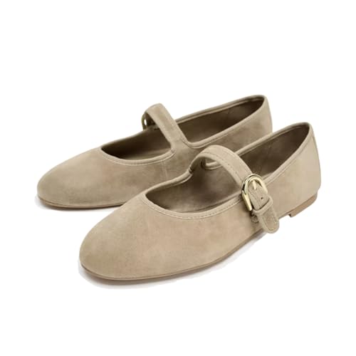 Women's Ballet Flats for Women with Ankle Strap, Comfortable Round Toe Slip On Mary Jane Ballerina Flats Shoes