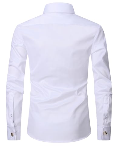 Mens Slim Fit Patterned Dress Shirt Contrast Collar and Cuffs Casual Business Shirt3