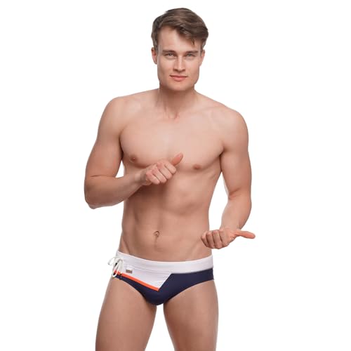 Baño de moda para hombre, a la derecha o a la izquierda, la mejor pieza del hombre anatómicamente embalada, L / Blanco Azul Naranja, L