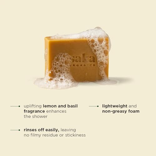 Image of Saka Organics Lemon & Basil Bath Soap with Shea Butter, Pack of 2 (120g Each) | Handmade Cold-Processed Soap | Refreshing, Gentle Cleansing & Moisturizing | Sulphate & Paraben Free