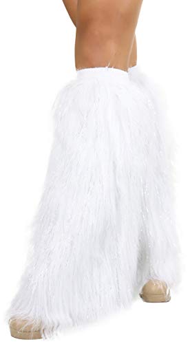 Image of ToBeInStyle Women's Glitter Rave Faux Fur Lurex Boot Cuff Fuzzy Leg Warmers