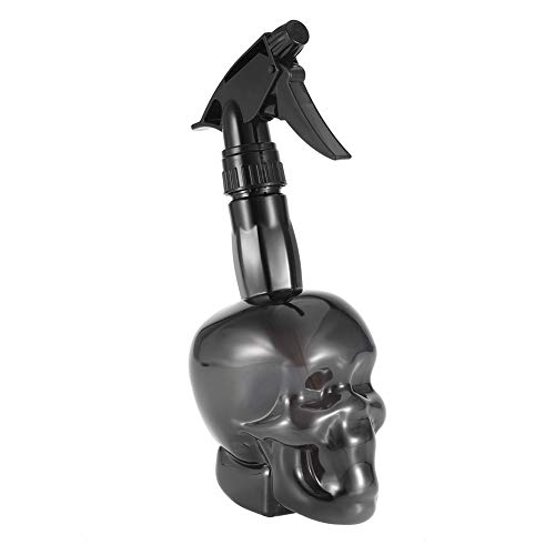 Botella Pulverizadora de Peluquería con Forma de Calavera, Pulverizador de Niebla Elegante para Uso Doméstico y de Salón, 500ml (BLACK)