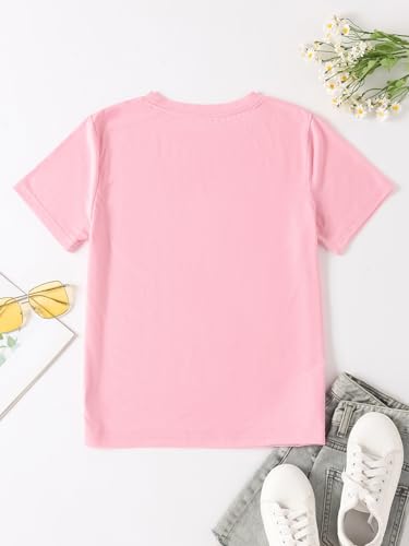 Girl's Heart Print T-Shirt Short Sleeve Tee Cute Casual Top2
