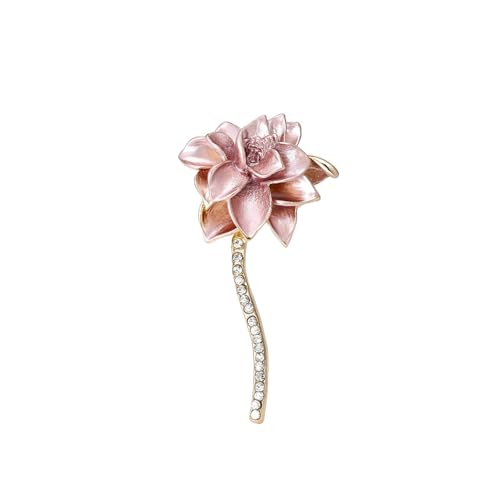 Image of Rhinestone Flower Brooches for Women Enamel Floral Brooch Lapel Pins for Mom Wife Elegant Dress Accessories Mother's Day Jewelry Gifts