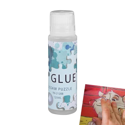 パズルのりクリア | ジグソーパズル接着剤スポンジ アプリケーター付き,120ML 速乾性水溶性パズル接着剤オフィスサプライハンドメイドパズル接着剤学生子供の接着剤マスター透明な液体接着剤PVAステッカー接着剤接着剤 ジグソーフレームコラージュ、紙、木材、