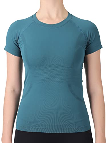 Image of MathCat Seamless Workout Tops for Women Short Sleeve Yoga Running Shirts,Breathable Athletic Compression Shirt Women XS-XL