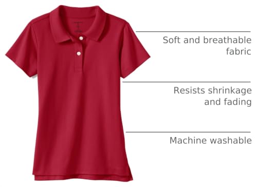 Image of Lands' End School Uniform Girls Short Sleeve Feminine Fit Interlock Polo Shirt