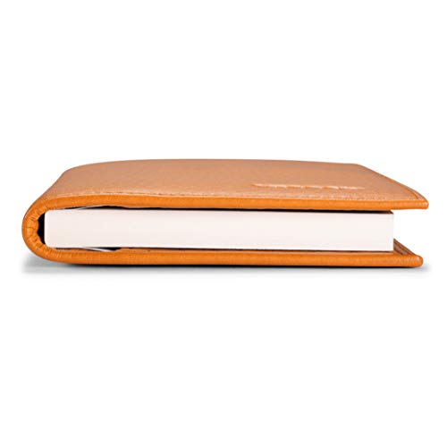 Image of HISCOW Slim Leather Checkbook Cover for Personal Checks, Pebbled Whiskey, One Size