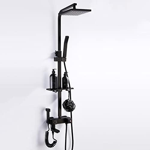 Mitigeur de douche à main anti-brûlure avec thermostat de robinet de bain noir multifonction