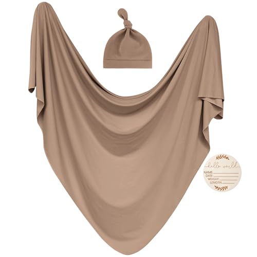 Image of Newborn Receiving Nursery Blanket Baby Swaddle Wrap with Hat Sets