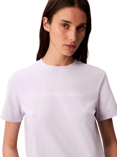 Calvin Klein Damen T-Shirt Kurzarm Logo Classic Regular Fit, Violett (Lacey Lilac), M – Ansicht 3