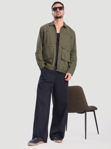 Image of BENE KLEED Men's Solid Cotton Trousers | Mid Rise Waist | Full Length | Relaxed Fit |