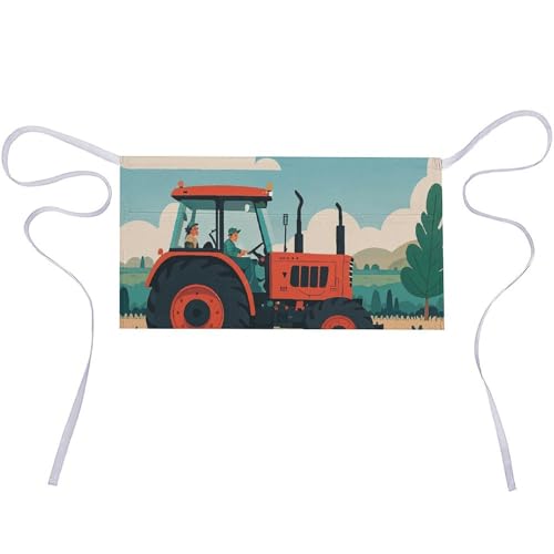 DJUETRUI Tractor Farming Adjustable for Women Men with Pockets Extra Long Lab Apron Butcher Apron Oxford Cloth Cotton Apron for Kitchen Cooking Baking