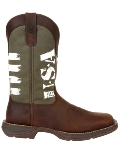 Durango Army Green USA Print Western Boot, Brown And Army Green, Size 13(W)2