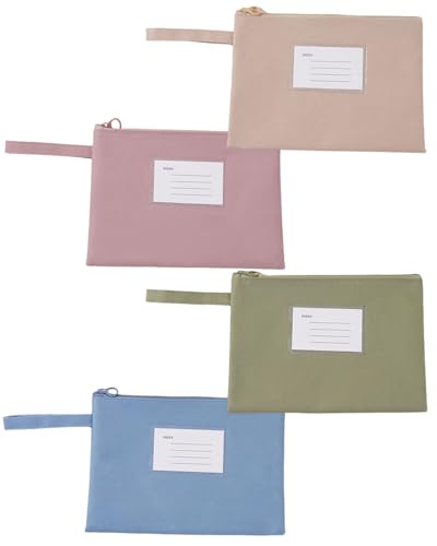 Zeayebsr Banktasche, 4 Stück Geldtaschen Banktasche, Leder Bankmappe Geldscheintasche mit Reißverschluss und Fenster für Schule,geldtasche，geldtaschen banktasche， Haushalt, Business ，21*15cm（4 Farben）