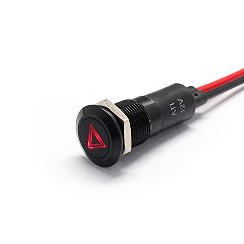 Alpinetech PLB12MS 12mm 1/2" 12V LED Metal Signal Indicator Pilot Dash Light (Hazard Light)