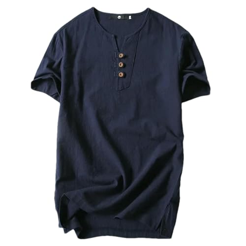 T-shirt en coton et lin pour hommes vêtement d'été léger haut manches courtes mode masculine