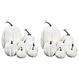 Niniang Halloween blanco calabaza artificial decoración espuma calabaza de oficina corazón Acción de Gracias Halloween decoración 14 piezas