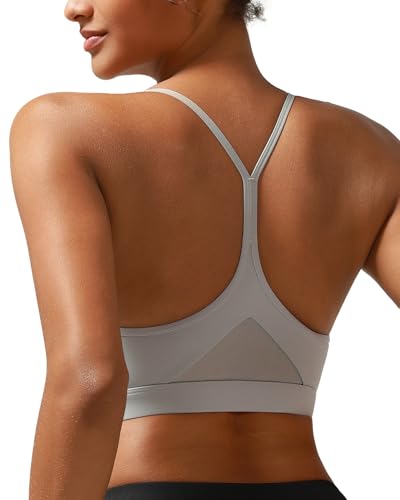 Image of RUNNING GIRL Sports Bras for Women,Y-Back Supportive Sports Bra Padded Workout Bras Medium Support Push up(WX2915Icy Grey,XL)