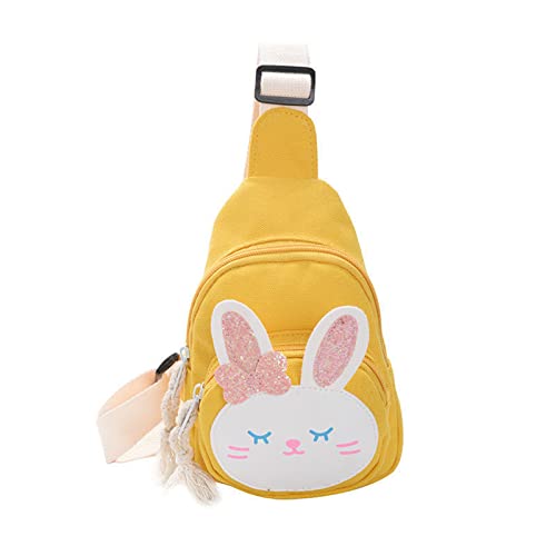 Hiflyer Bolsa tiracolo - Mochila pequena Kawaii com alça no peito, Coelhinho amarelo, 8x5x2 inches
