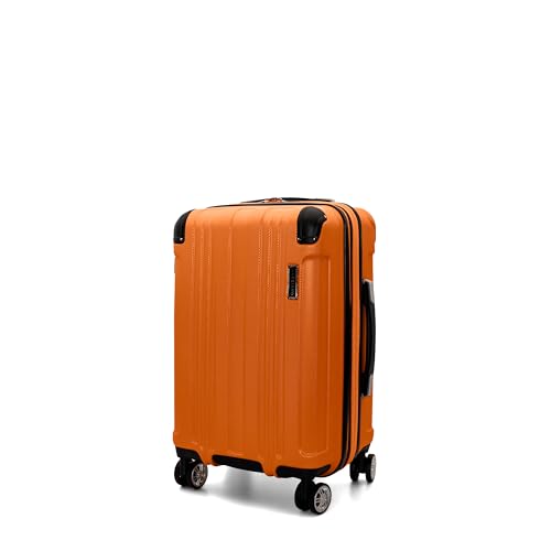 Gabbiano Bravo Expandable Hardside Suitcases with Spinner Wheels, Rolling Travel Bag Bundle, Lightweight ABS Hardshell, 3-Piece Hardside Luggage Set (Orange, Carry-On 21