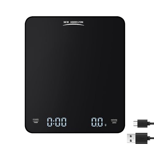 Image of New Horrizon Digital Scales, Kitchen Scales Digital, Pocket Scales, 0.01g x 500g, Food Scale LCD Display, Jewellery Scales Weighing Scales Kitchen (0.1g x 3000g)