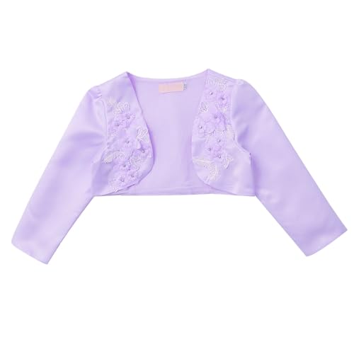 Kids Girls Long Sleeve 3D Flower Shrug Cardigan Bolero Wedding Party Princess Cover Up Bridesmaids3