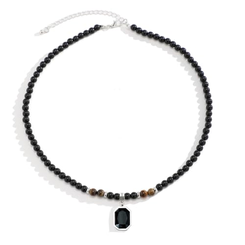 SHLWYG Collier Personnalisé en Pierre de Tigre pour Hommes, Surfeur avec Pendentif Coloré
