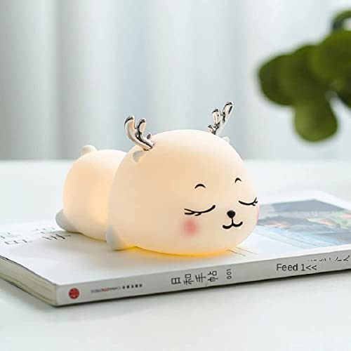 Image of Desidiya Night Lamp for Bedroom, Night Light, Birthday Gift for Girls and Boys for Kids, Deer Silicone Lamp, 7 Colors, Rechargeable