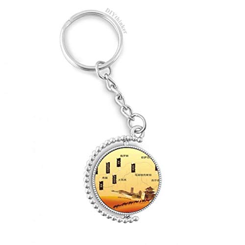 Porte-clé carte rotative de la route de la soie à offrir aux passionnés d'histoire